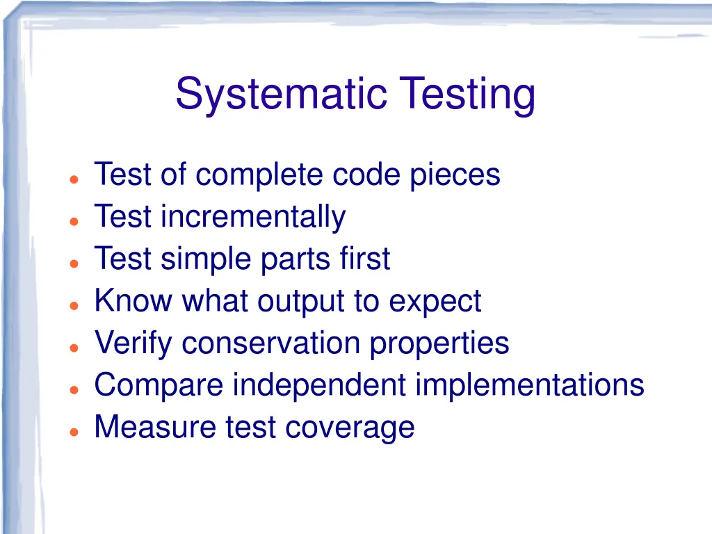 systematic testing