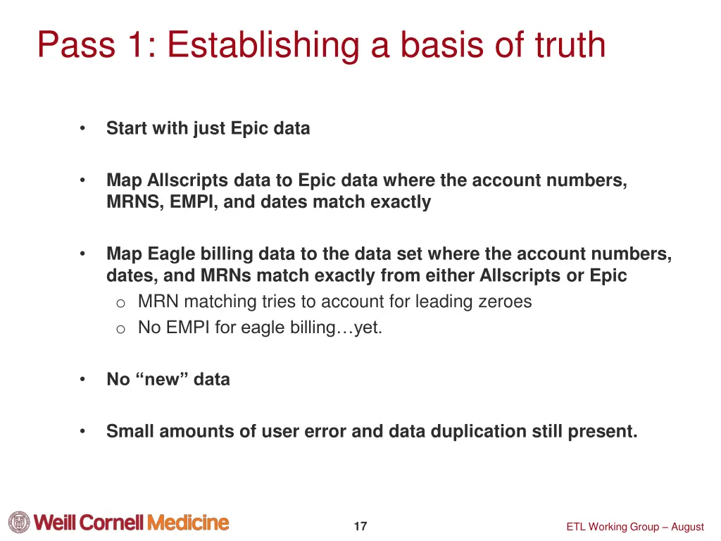 pass 1 establishing a basis of truth