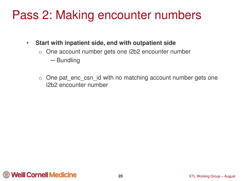 pass 2 making encounter numbers