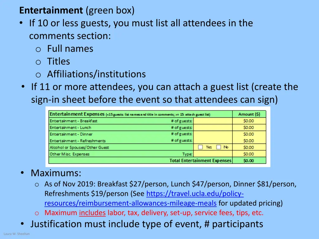 entertainment green box if 10 or less guests