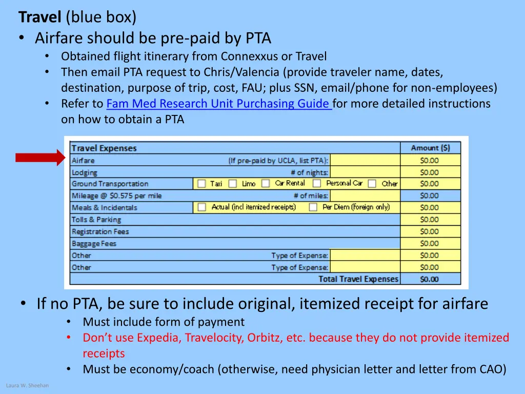 travel blue box airfare should be pre paid