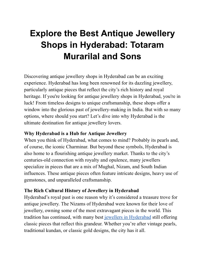 explore the best antique jewellery shops