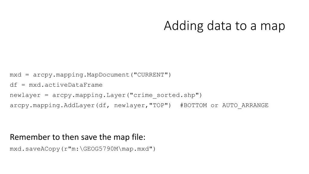 adding data to a map