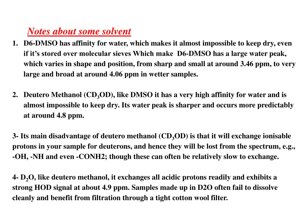 notes about some solvent 1 d6 dmso has affinity