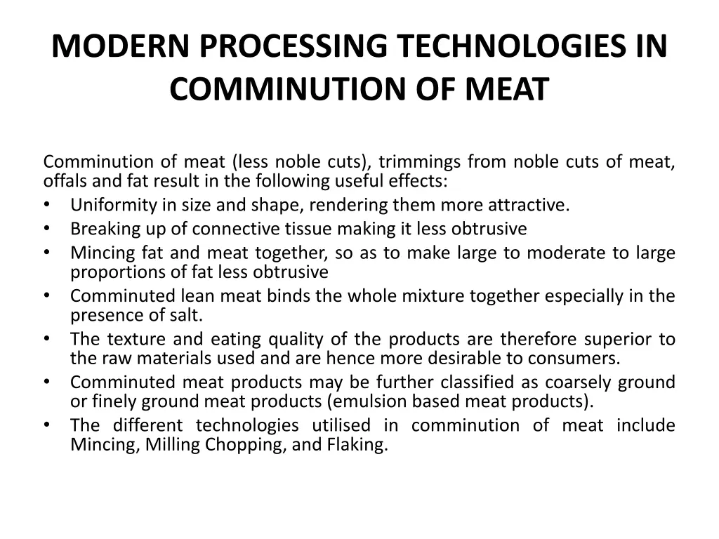 modern processing technologies in comminution