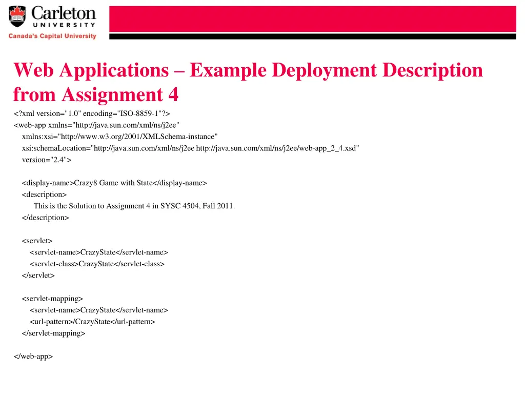 web applications example deployment description