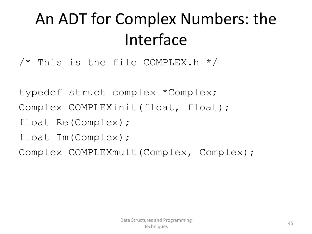 an adt for complex numbers the interface