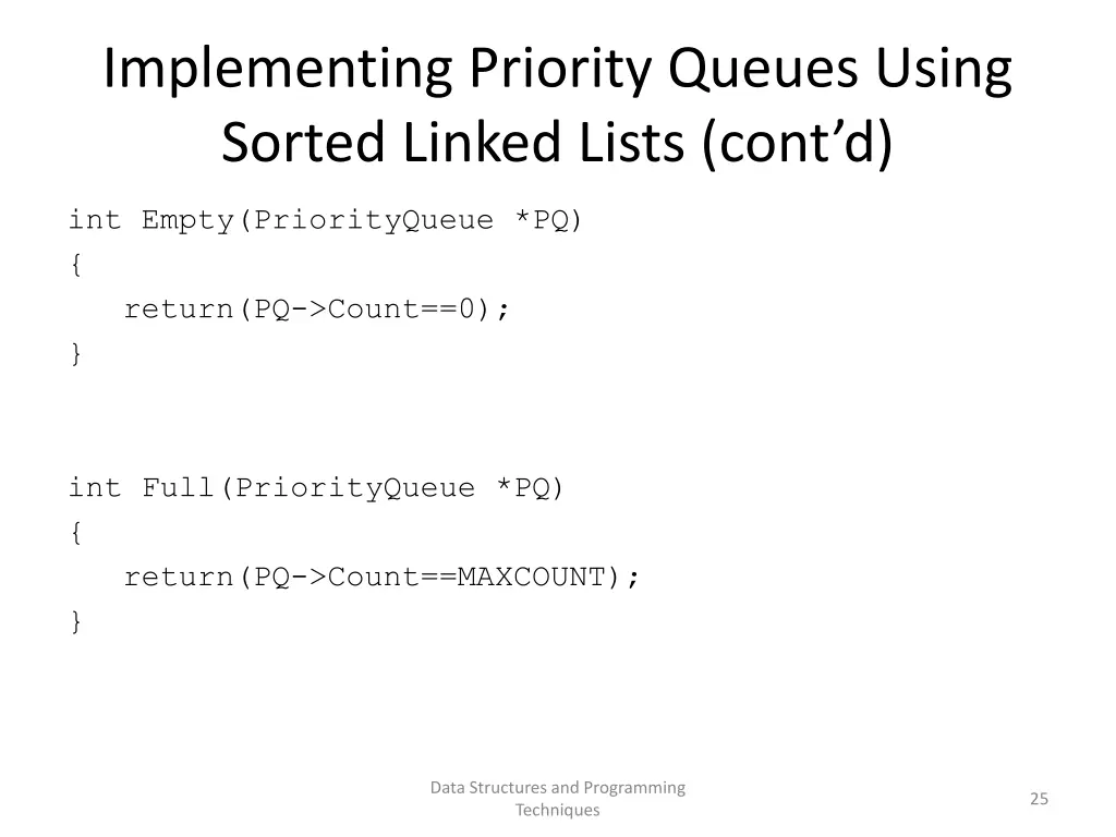 implementing priority queues using sorted linked 1