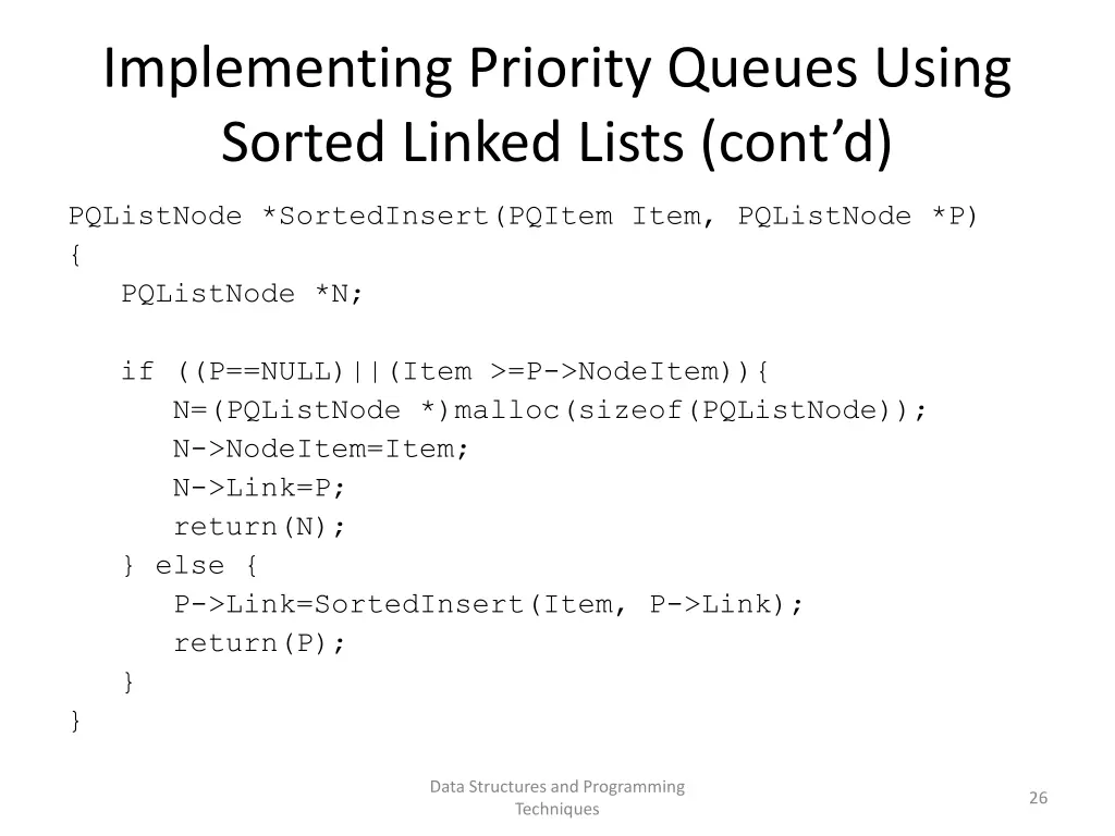 implementing priority queues using sorted linked 2