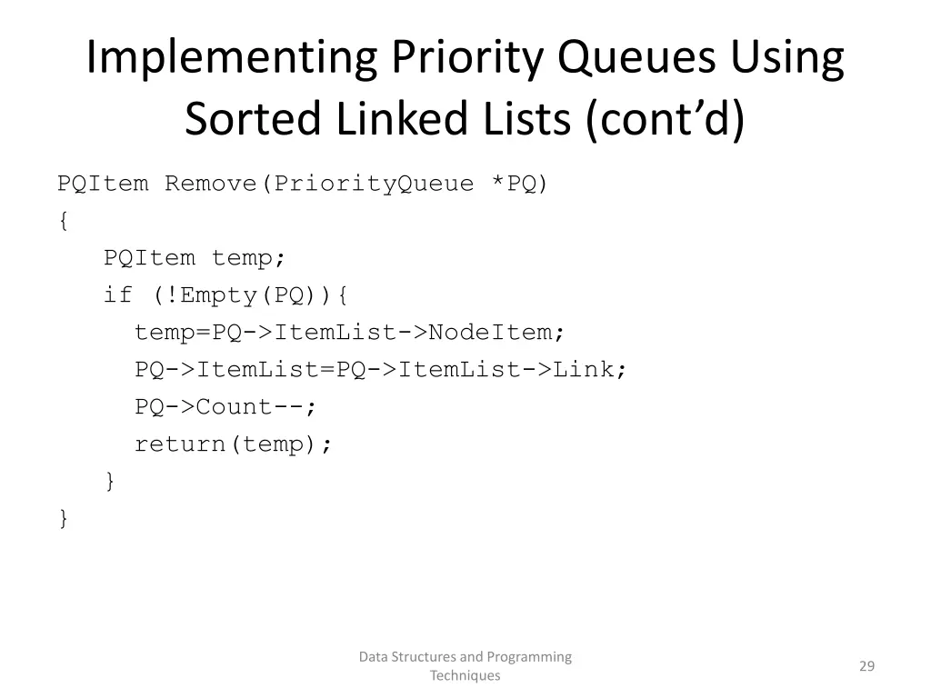 implementing priority queues using sorted linked 4