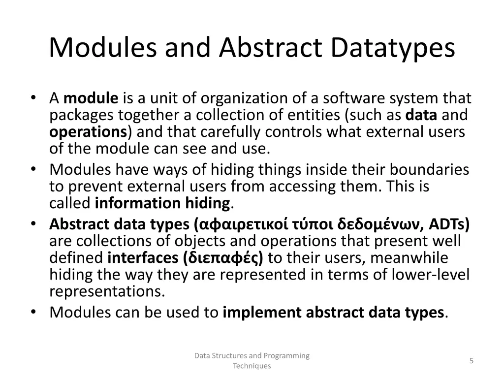 modules and abstract datatypes