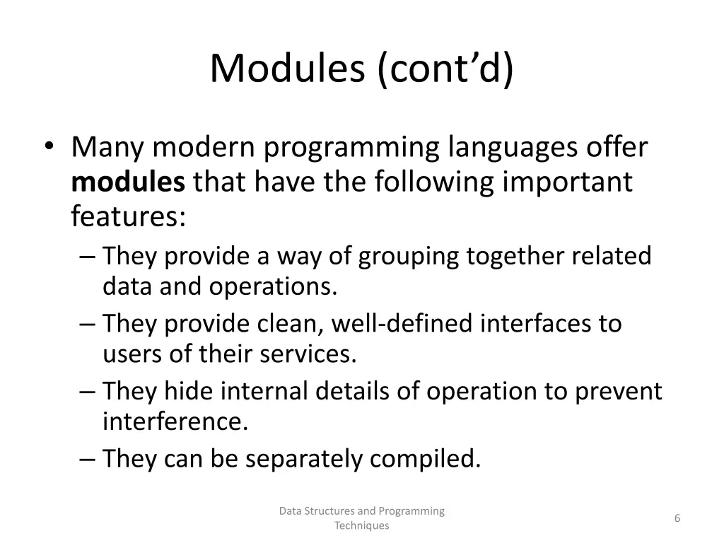 modules cont d