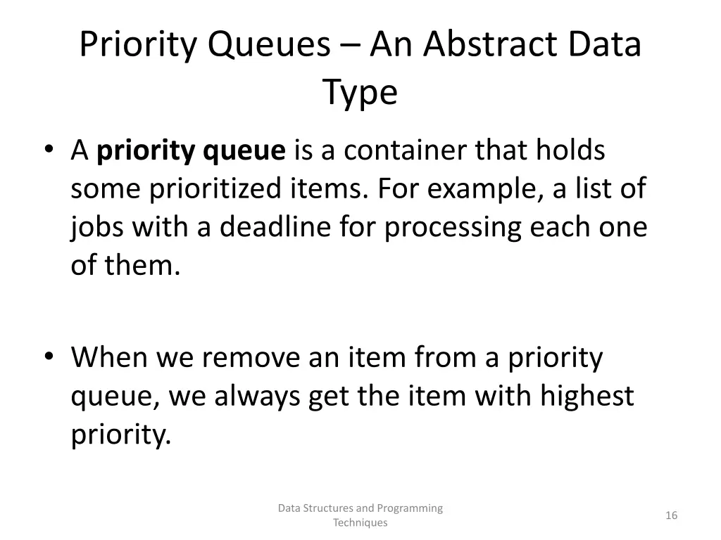 priority queues an abstract data type