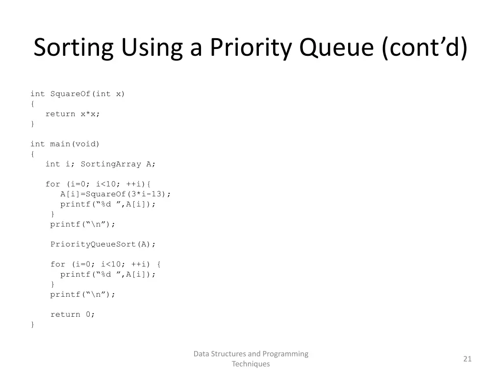 sorting using a priority queue cont d 1