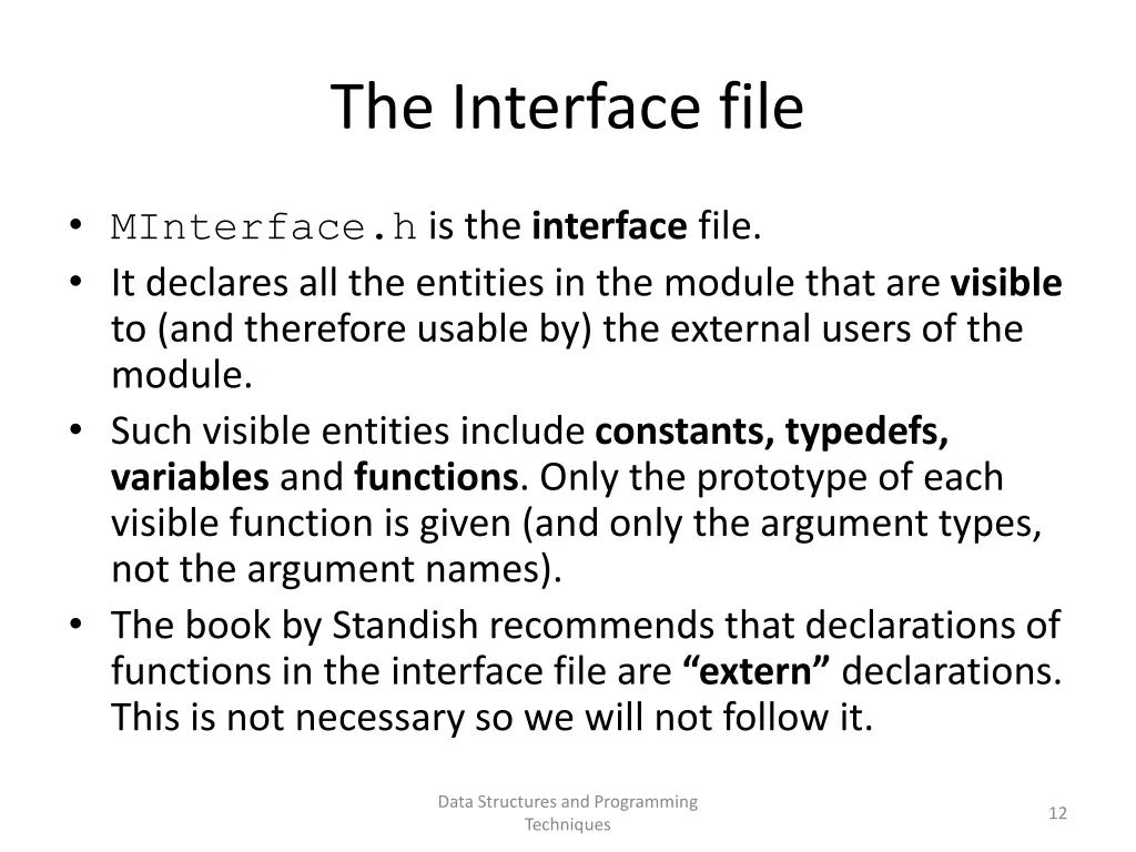 the interface file