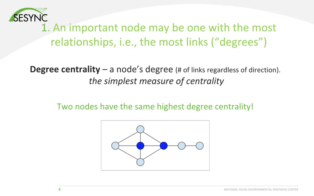 1 an important node may be one with the most 1