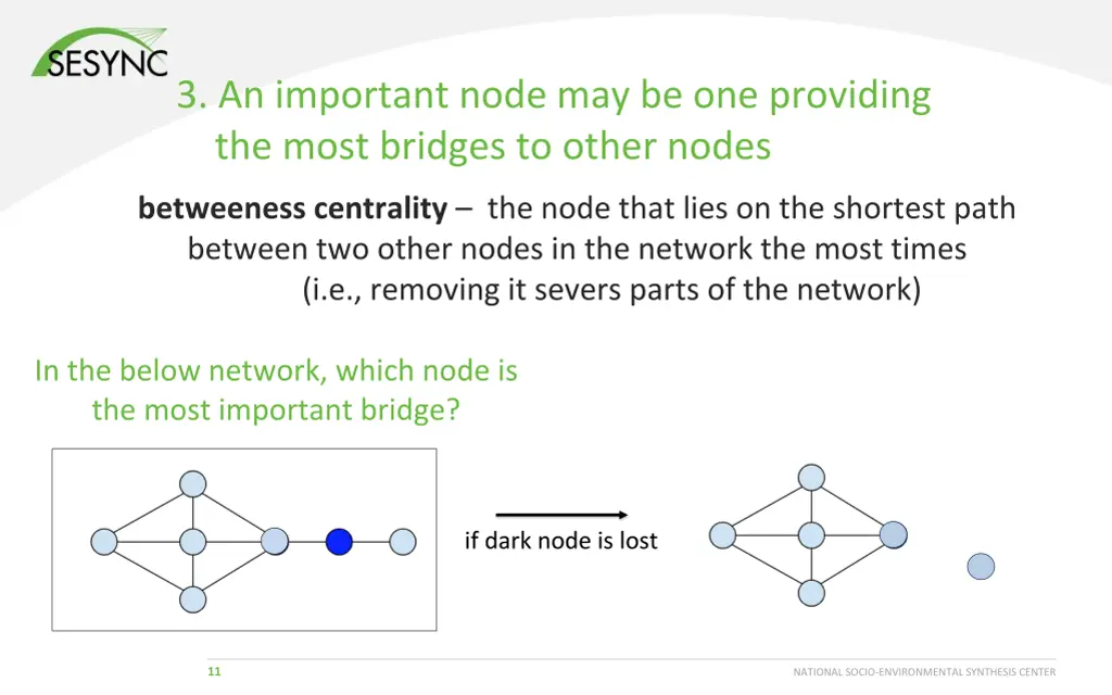 3 an important node may be one providing the most 1