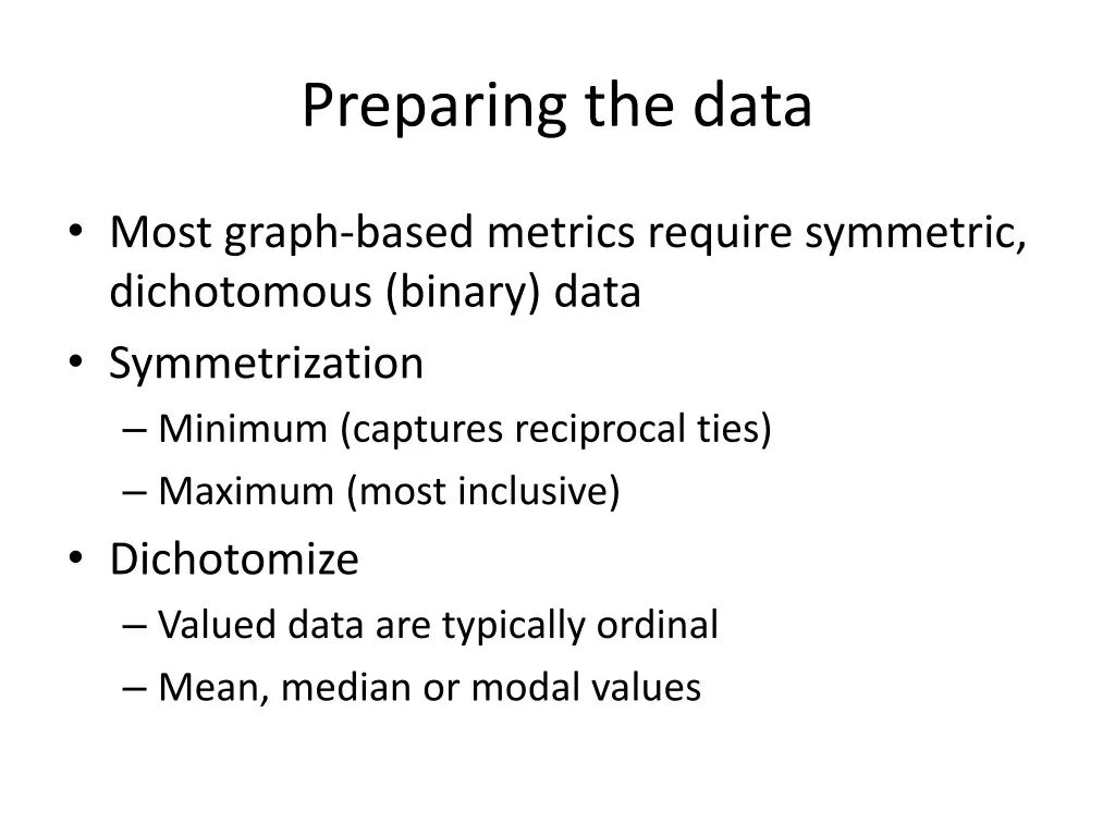 preparing the data