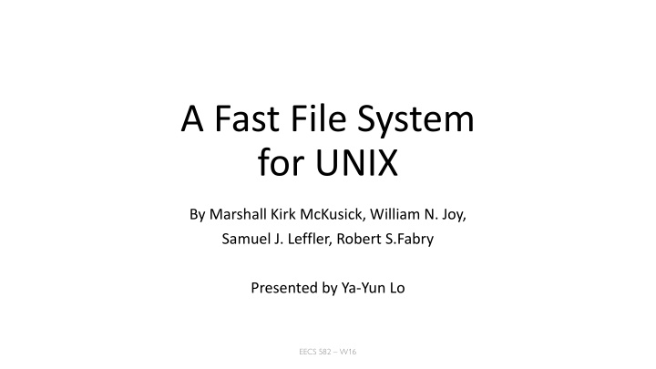 a fast file system for unix