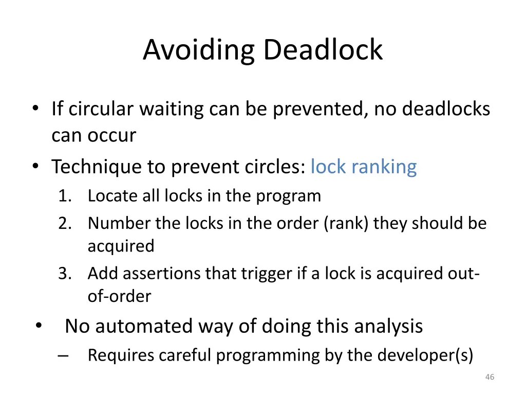 avoiding deadlock