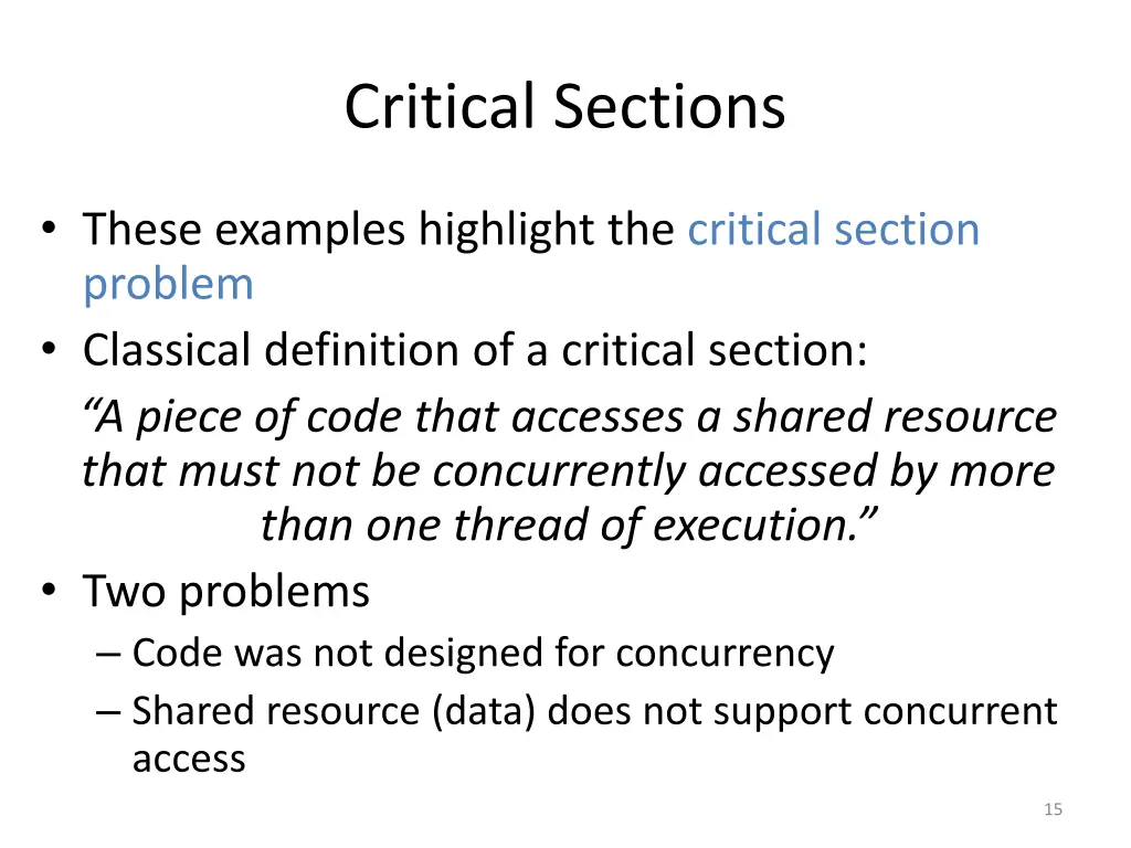 critical sections