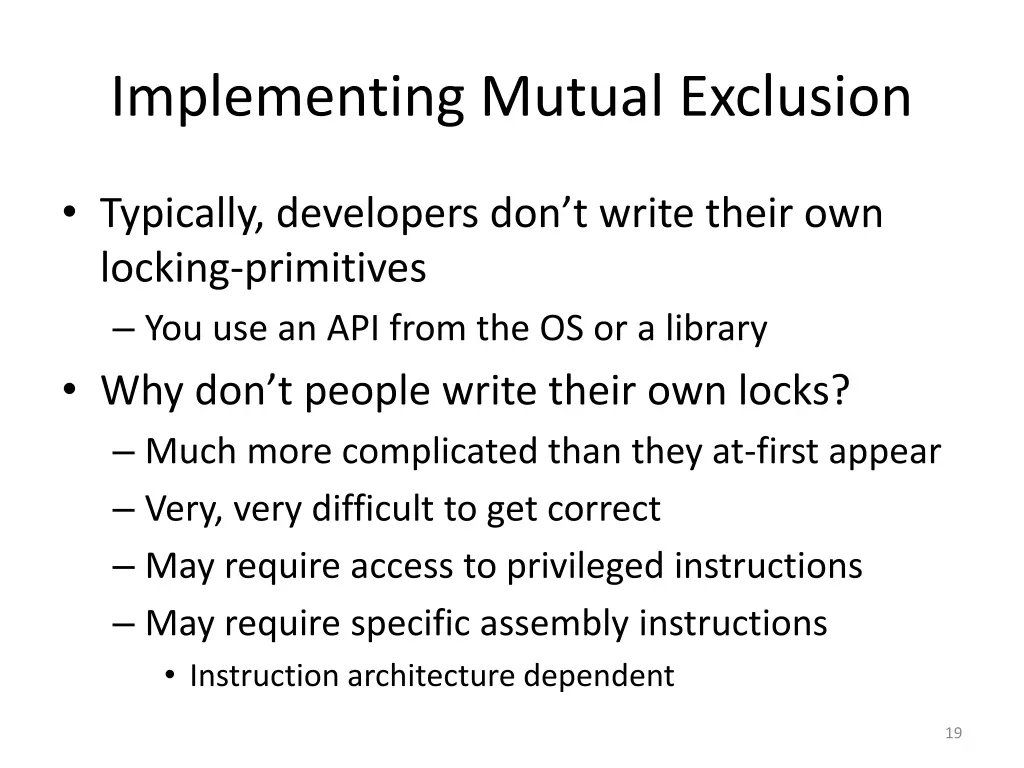 implementing mutual exclusion