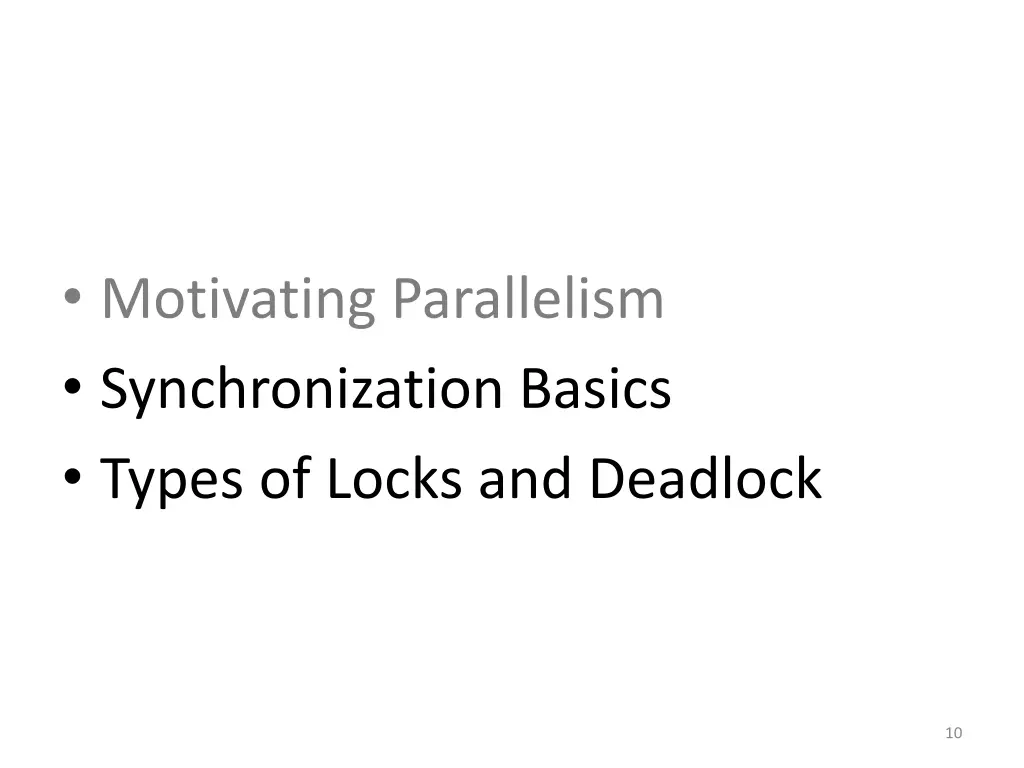 motivating parallelism synchronization basics 1