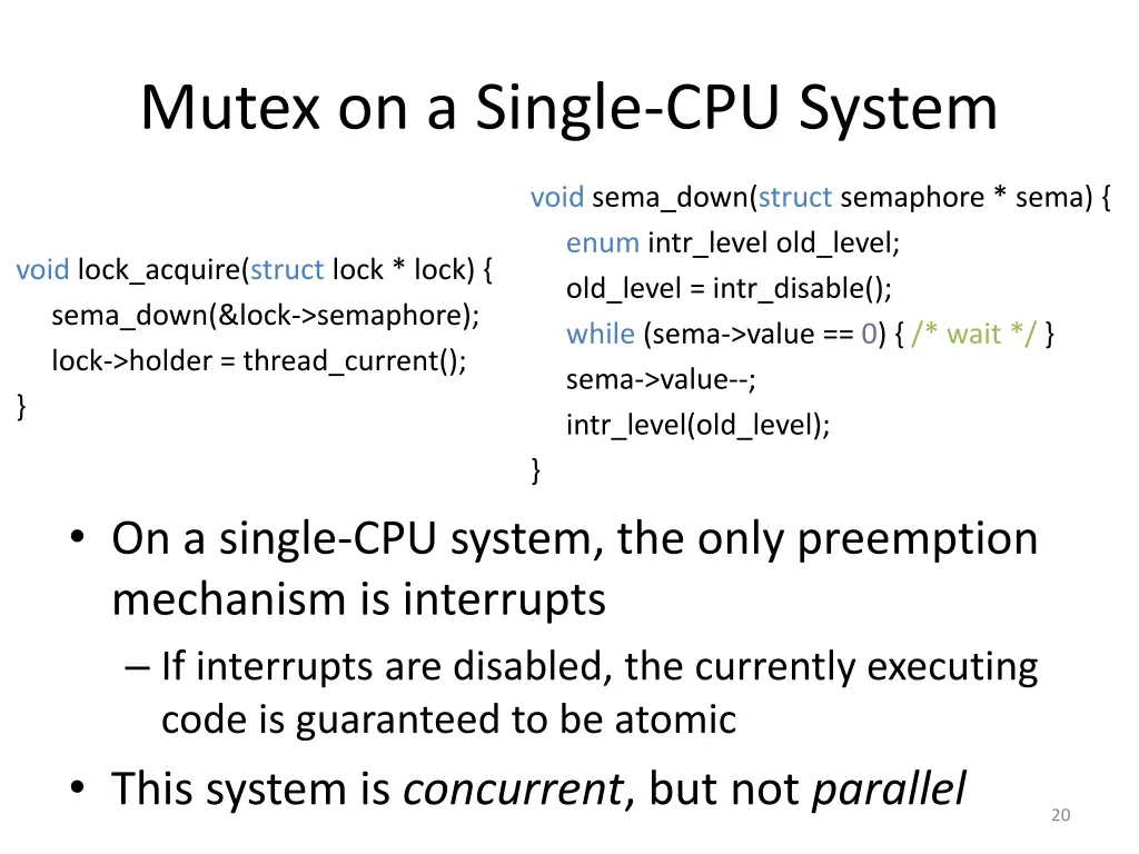 mutex on a single cpu system