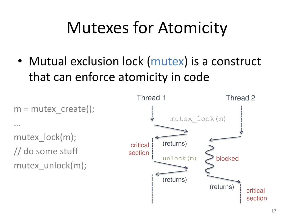 mutexes for atomicity