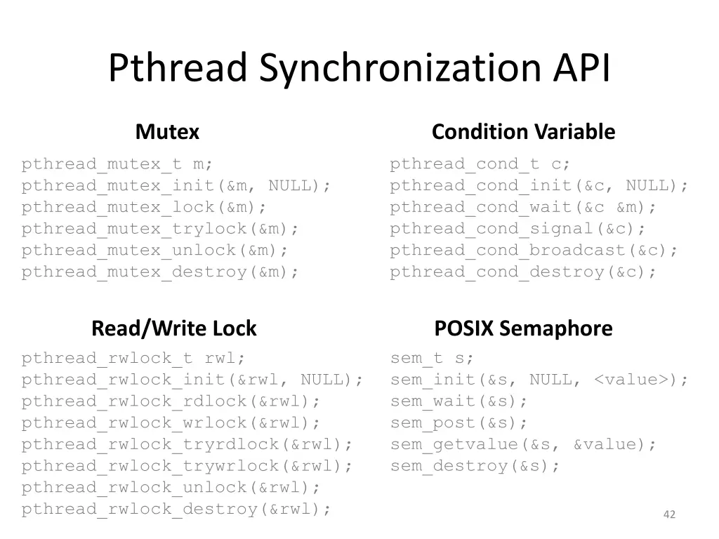 pthread synchronization api