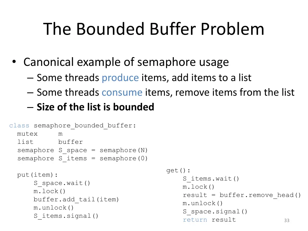 the bounded buffer problem