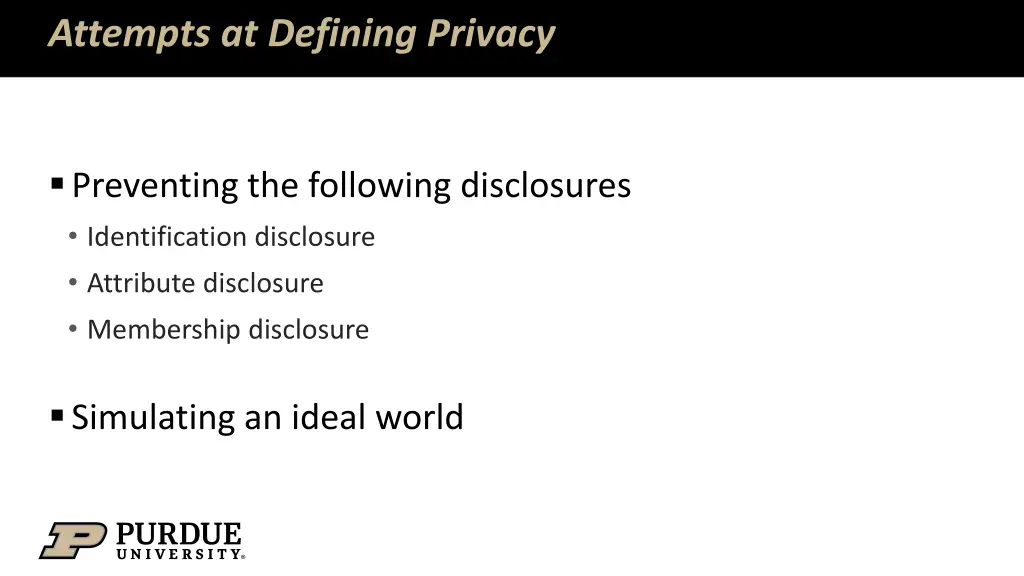 attempts at defining privacy