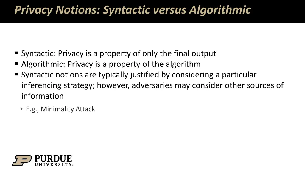 privacy notions syntactic versus algorithmic