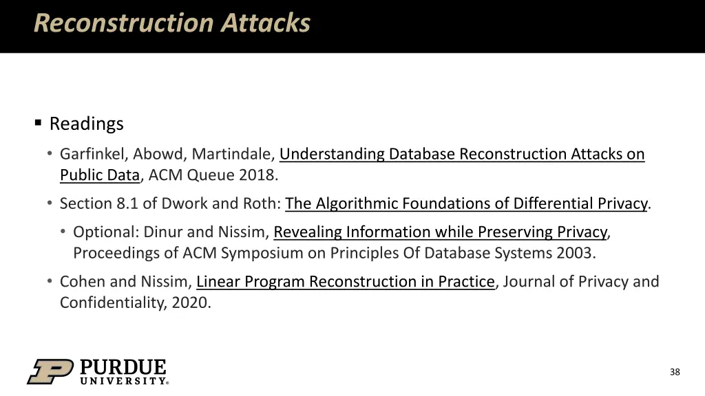 reconstruction attacks