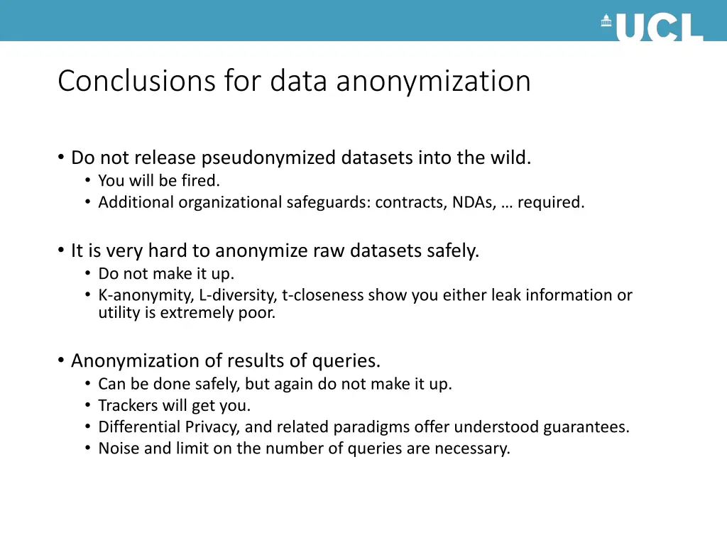 conclusions for data anonymization