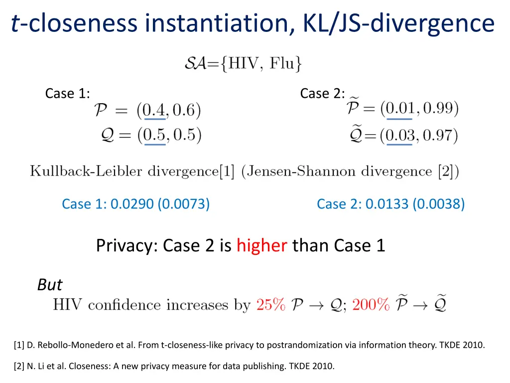 t closeness instantiation kl js divergence