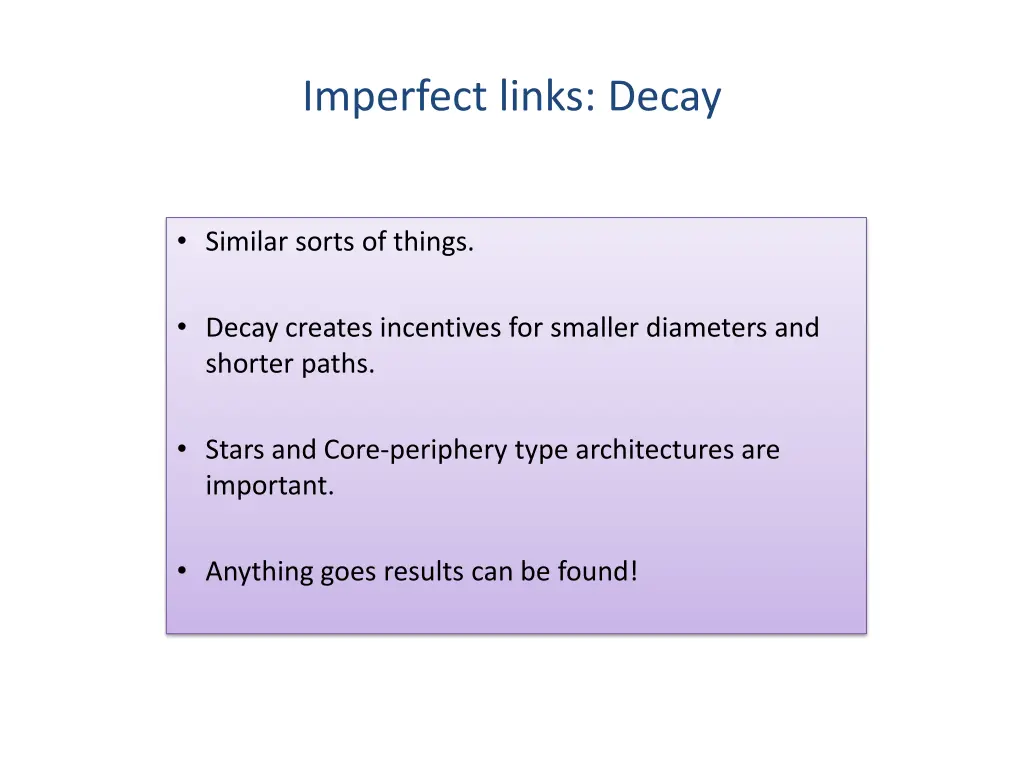 imperfect links decay