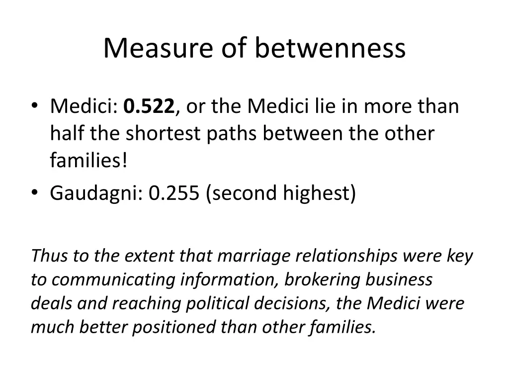 measure of betwenness