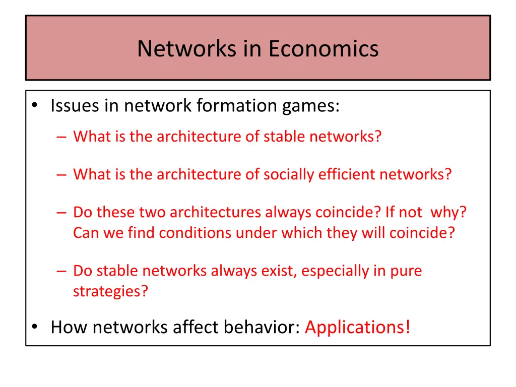 networks in economics