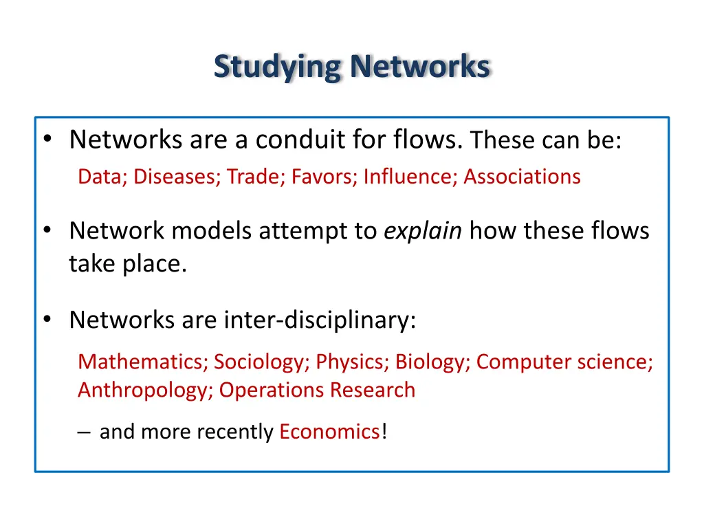 studying networks