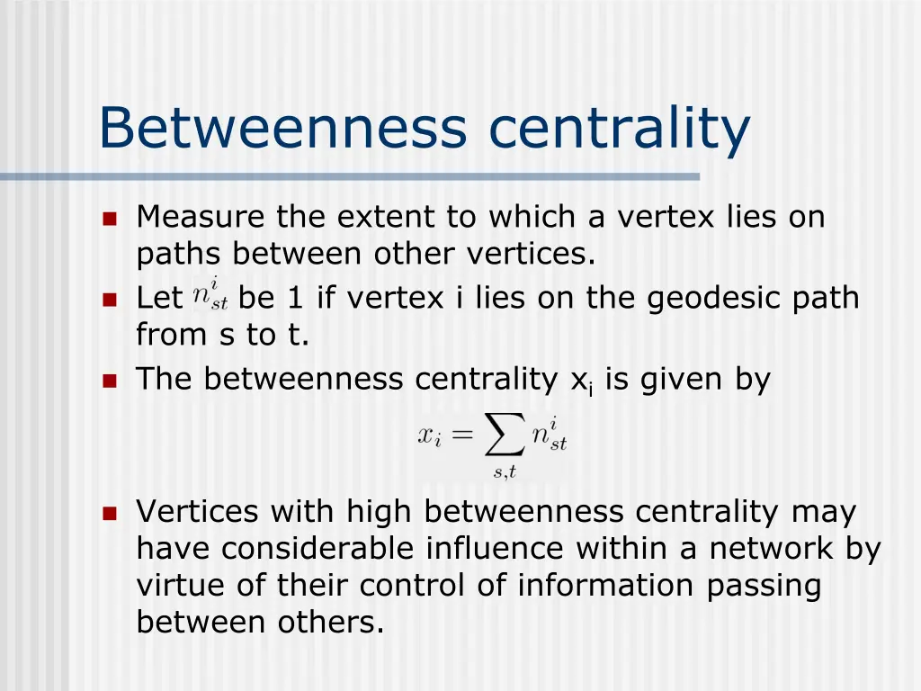 betweenness centrality