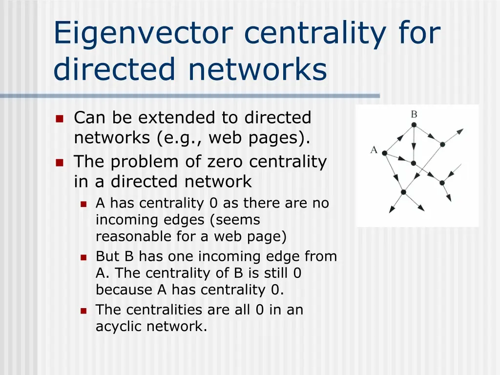 eigenvector centrality for directed networks