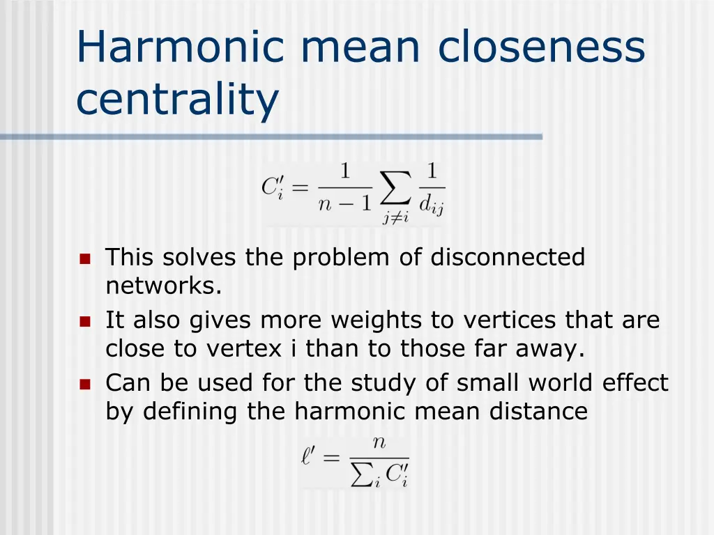 harmonic mean closeness centrality