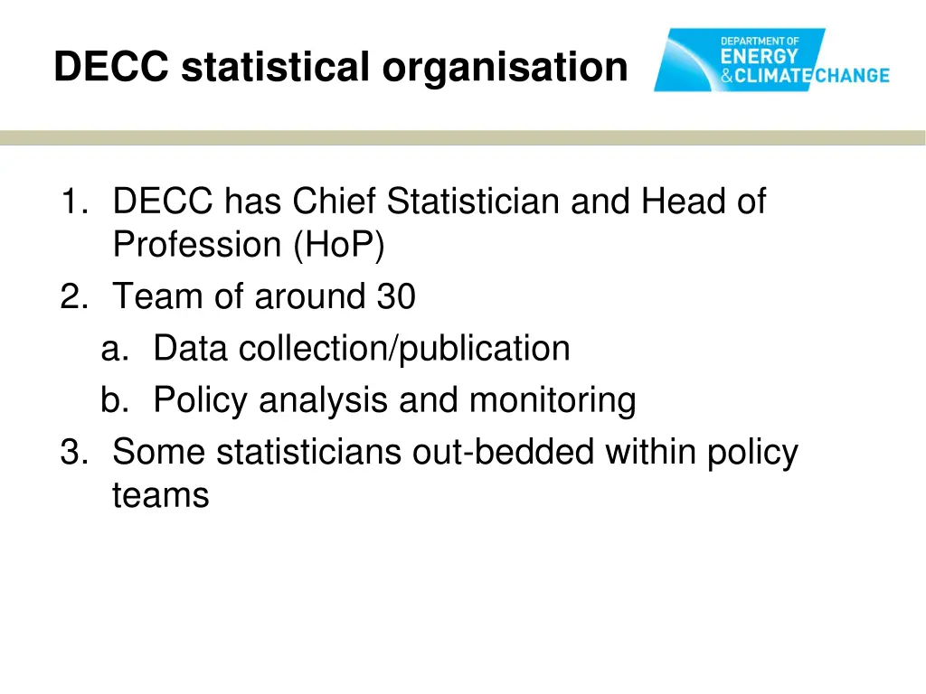 decc statistical organisation