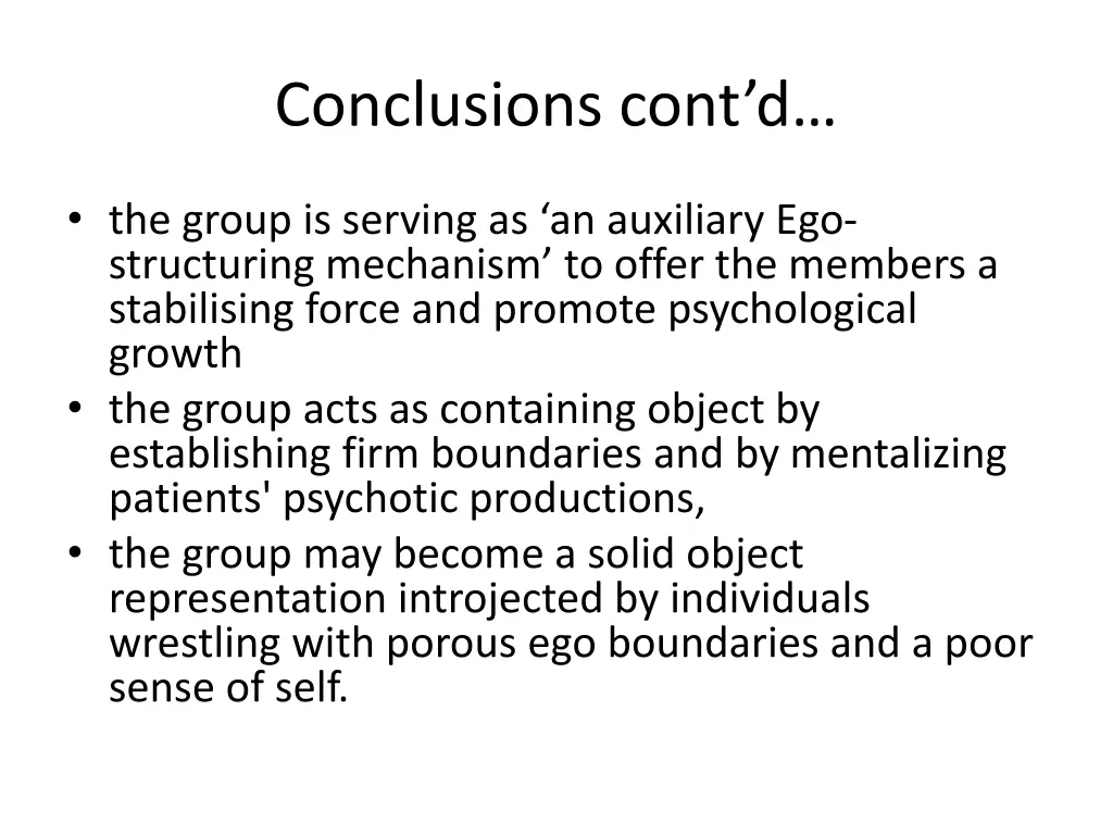 conclusions cont d