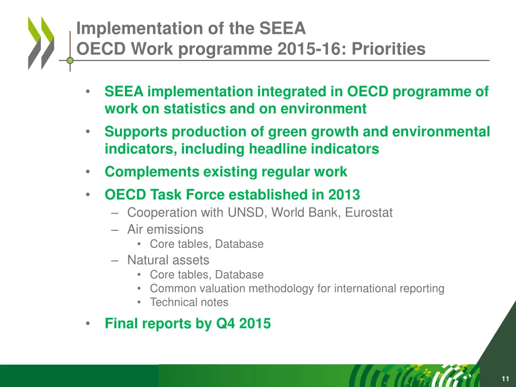 implementation of the seea oecd work programme