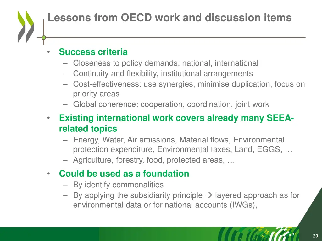 lessons from oecd work and discussion items