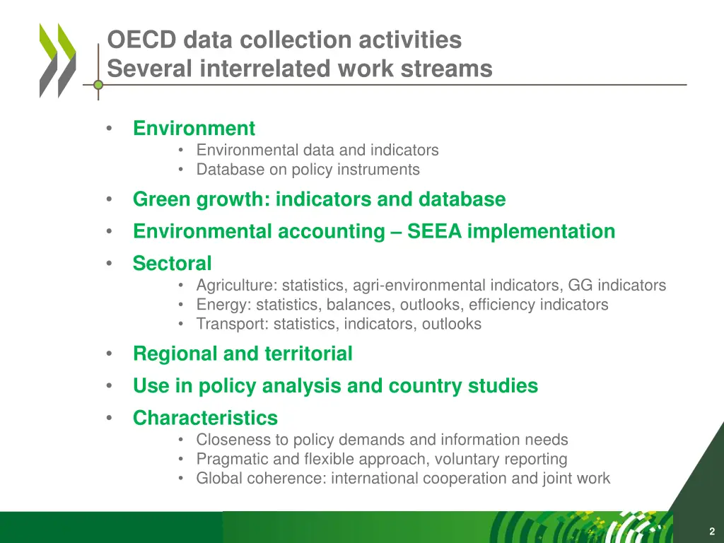 oecd data collection activities several