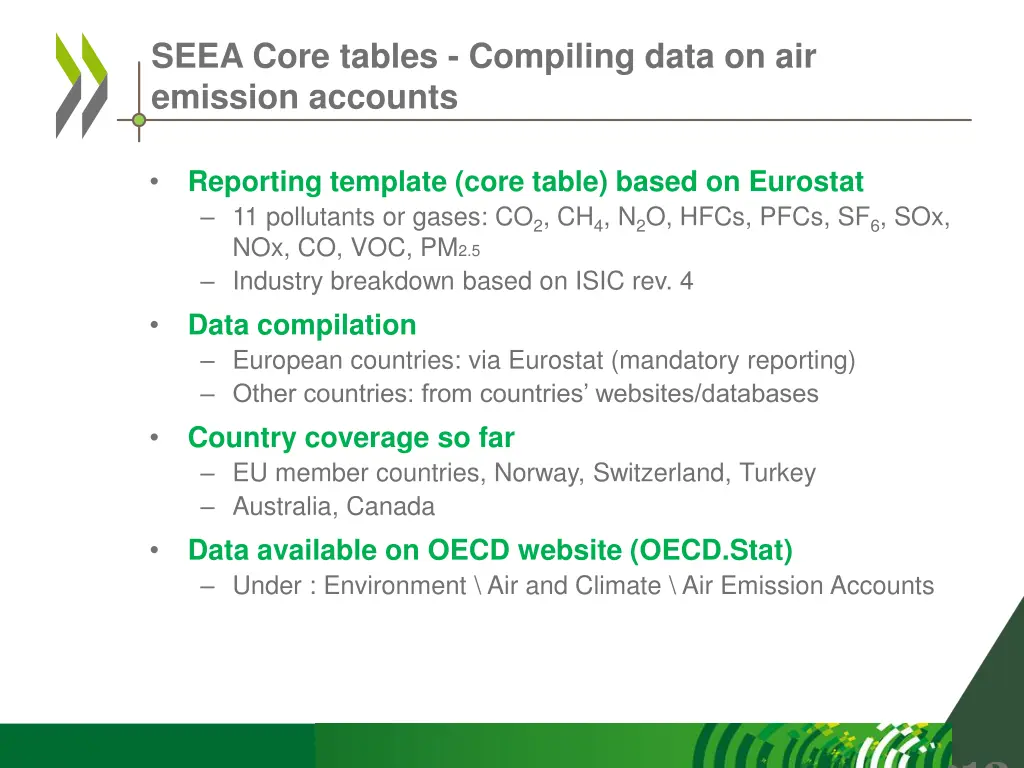 seea core tables compiling data on air emission