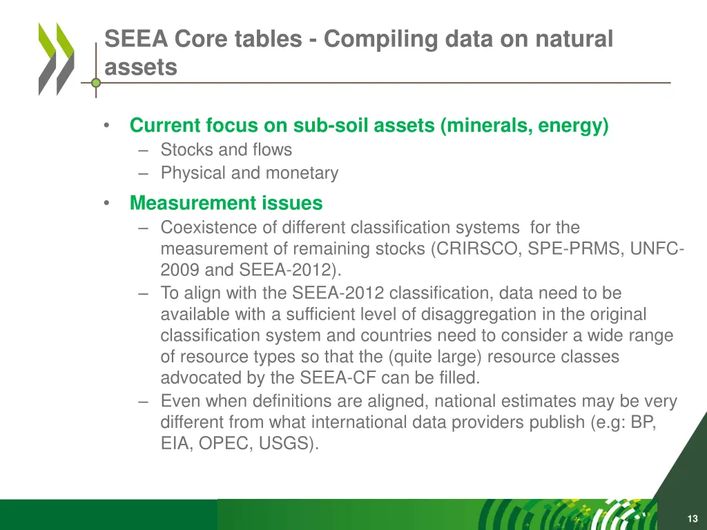 seea core tables compiling data on natural assets